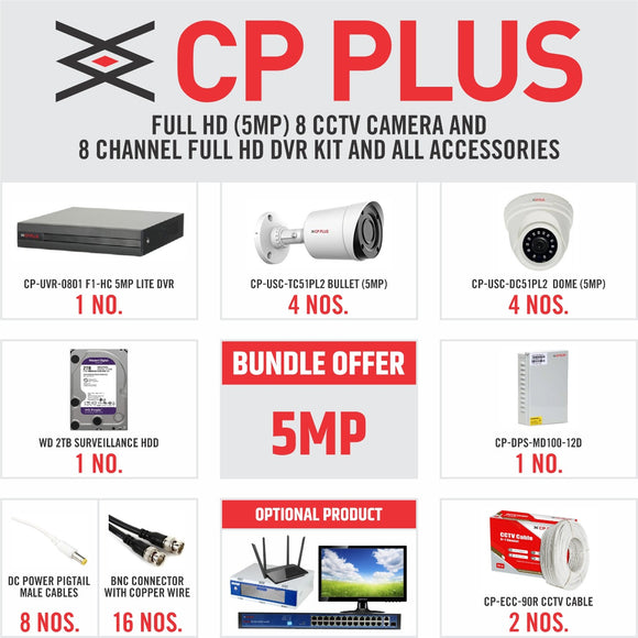 CPPLUS HD(5MP) 8 CAM SET